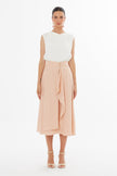 Gizia- Blush Ruffle Midi Skirt - Edit by Elaine Turner
