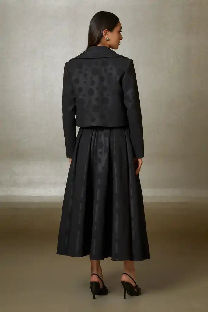 Gizia- Jacquard Embellished Cropped Jacket - Black - Edit by Elaine Turner