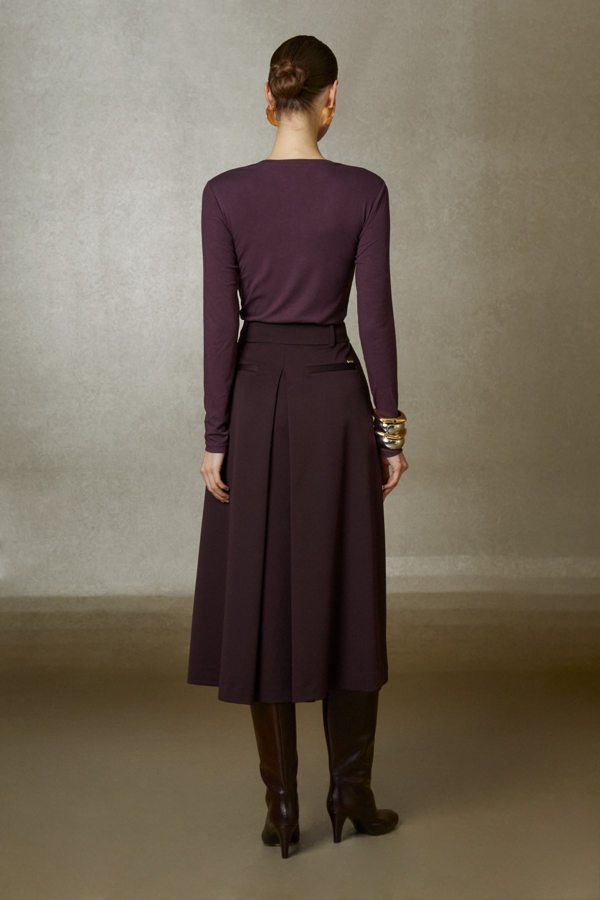 Gizia- Pleated Midi Skirt - Deep Aubergine - Edit by Elaine Turner