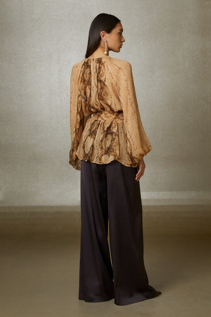 Gizia- Snake Print Belted Blouse - Original - Edit by Elaine Turner