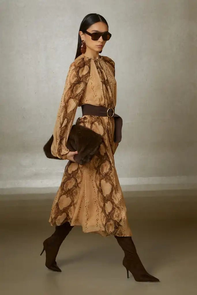 Gizia- Snake Print Midi Dress - Original - Edit by Elaine Turner