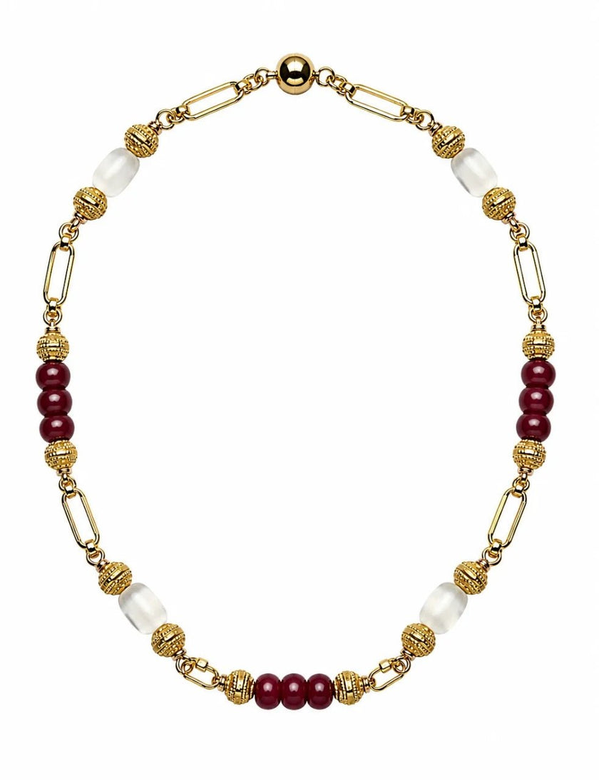 Harper Hart- Kyle Necklace - Maroon Jade with White Selenite - Edit by Elaine Turner