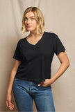 Hendrix Boxy V Neck Tee- Black - Edit by Elaine Turner