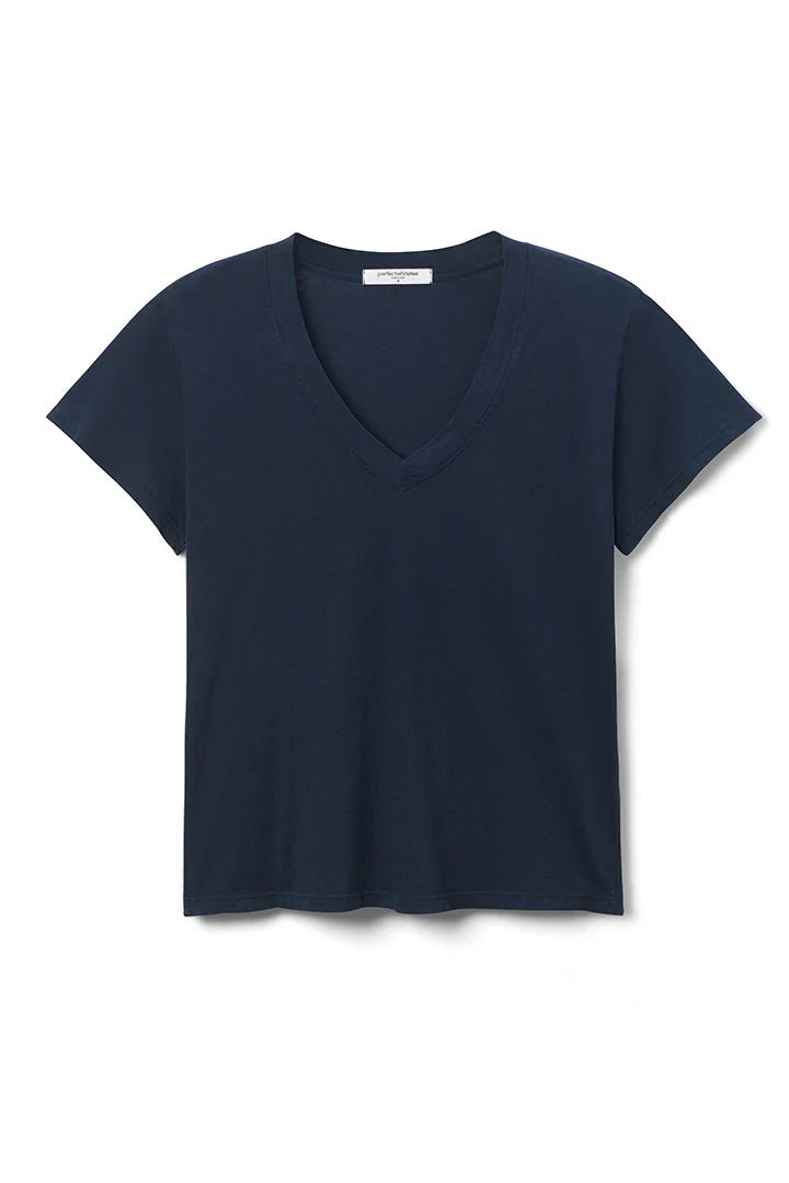 Hendrix Boxy V Neck Tee- Navy - Edit by Elaine Turner