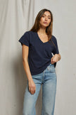 Hendrix Boxy V Neck Tee- Navy - Edit by Elaine Turner