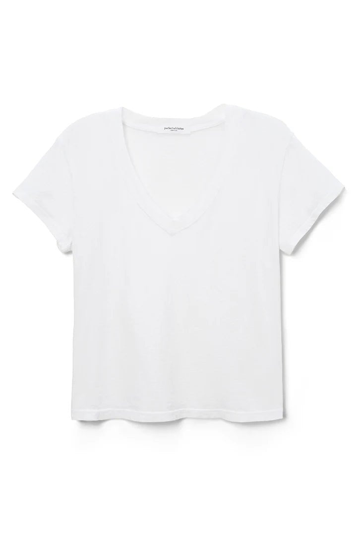 Hendrix Boxy V Neck Tee- White - Edit by Elaine Turner