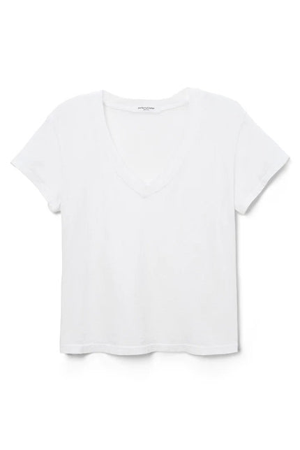 Hendrix Boxy V Neck Tee- White - Edit by Elaine Turner