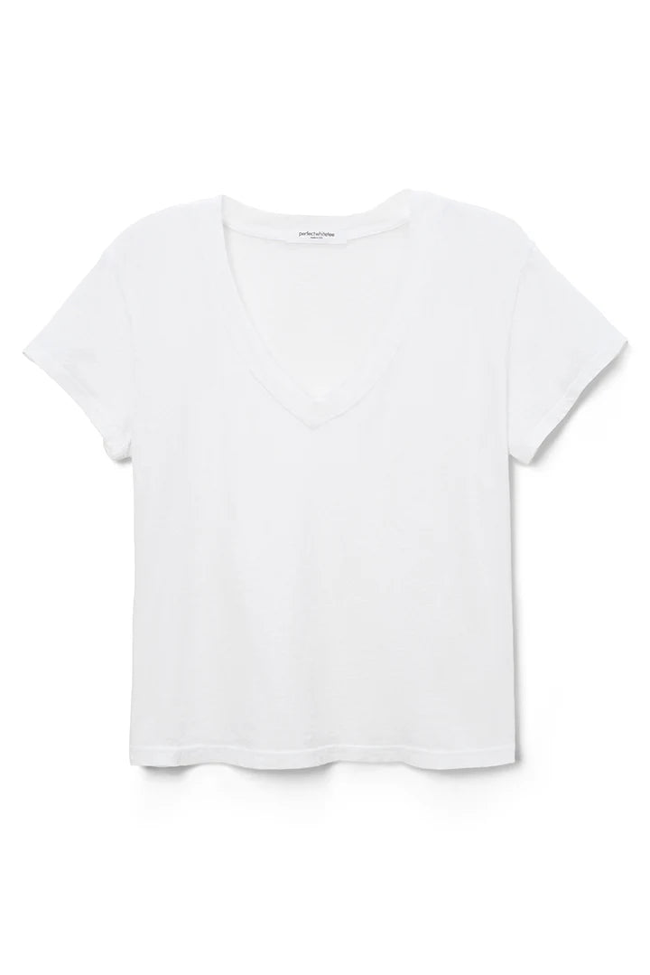 Hendrix Boxy V Neck Tee- White