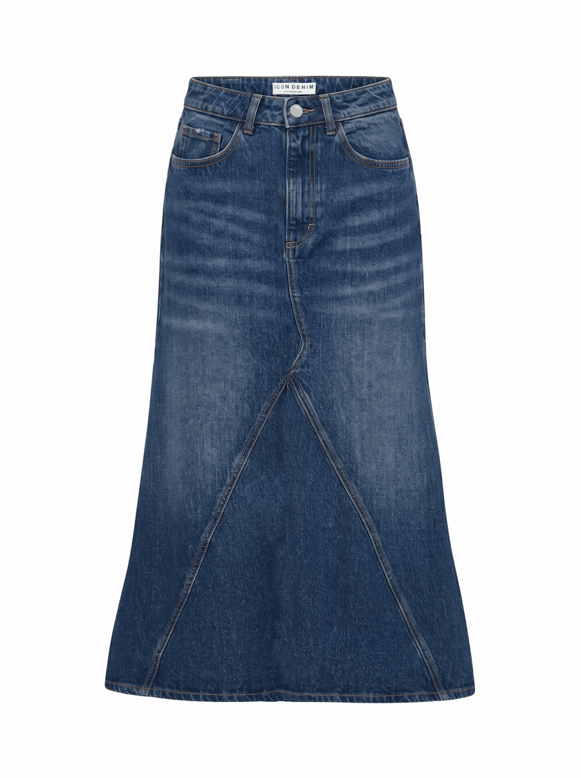 Icon Denim- Dorian Midi Denim Skirt - Vintage - Edit by Elaine Turner