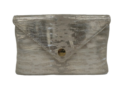 Bella Clutch- Metallic Champagne Lizard