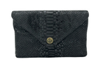 Bella Clutch- Metallic Black Lizard