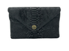 Bella Clutch- Metallic Black Lizard