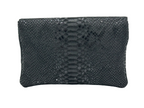 Bella Clutch- Metallic Black Lizard