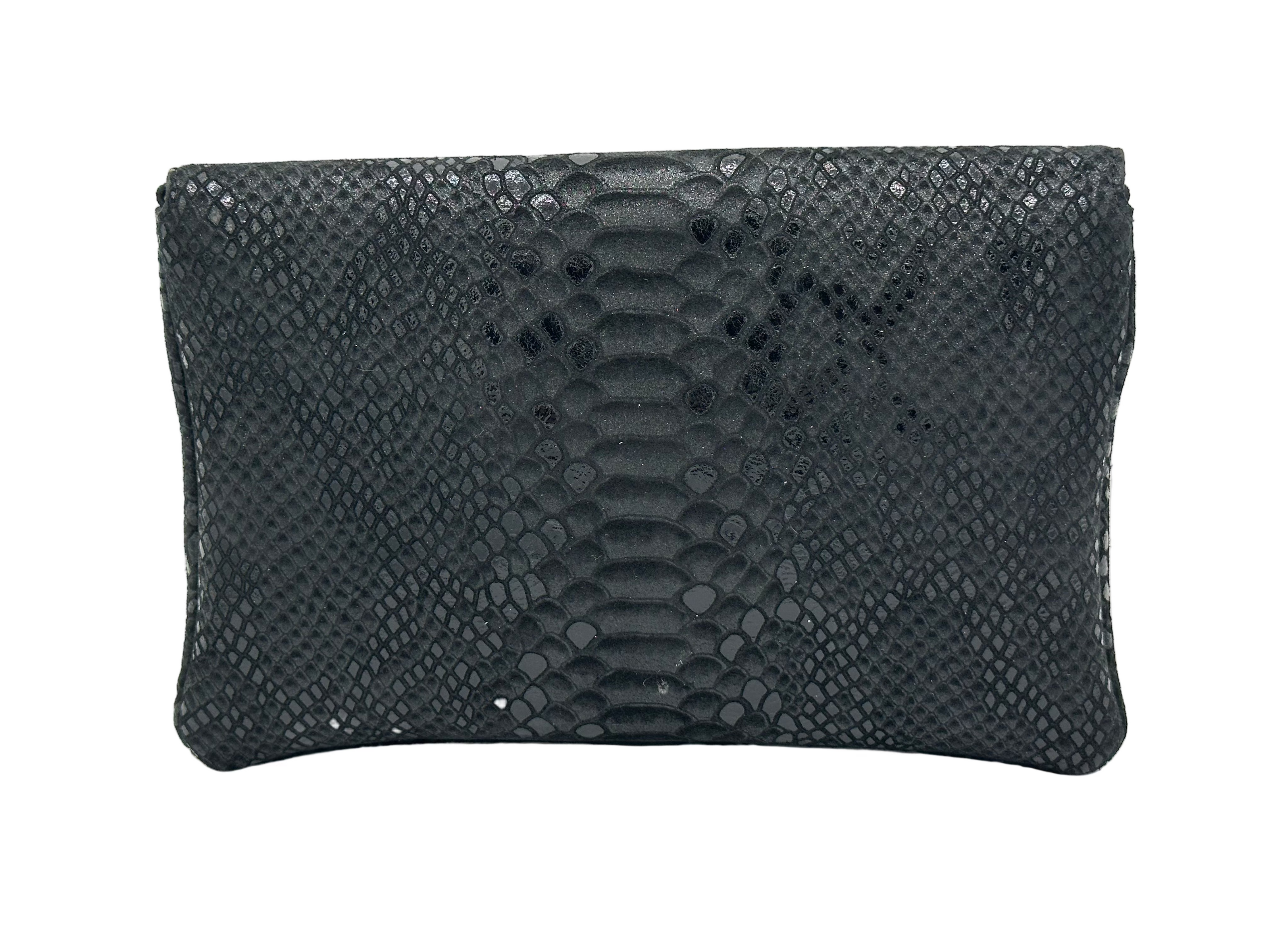 Bella Clutch- Metallic Black Lizard