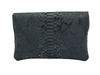 Bella Clutch- Metallic Black Lizard