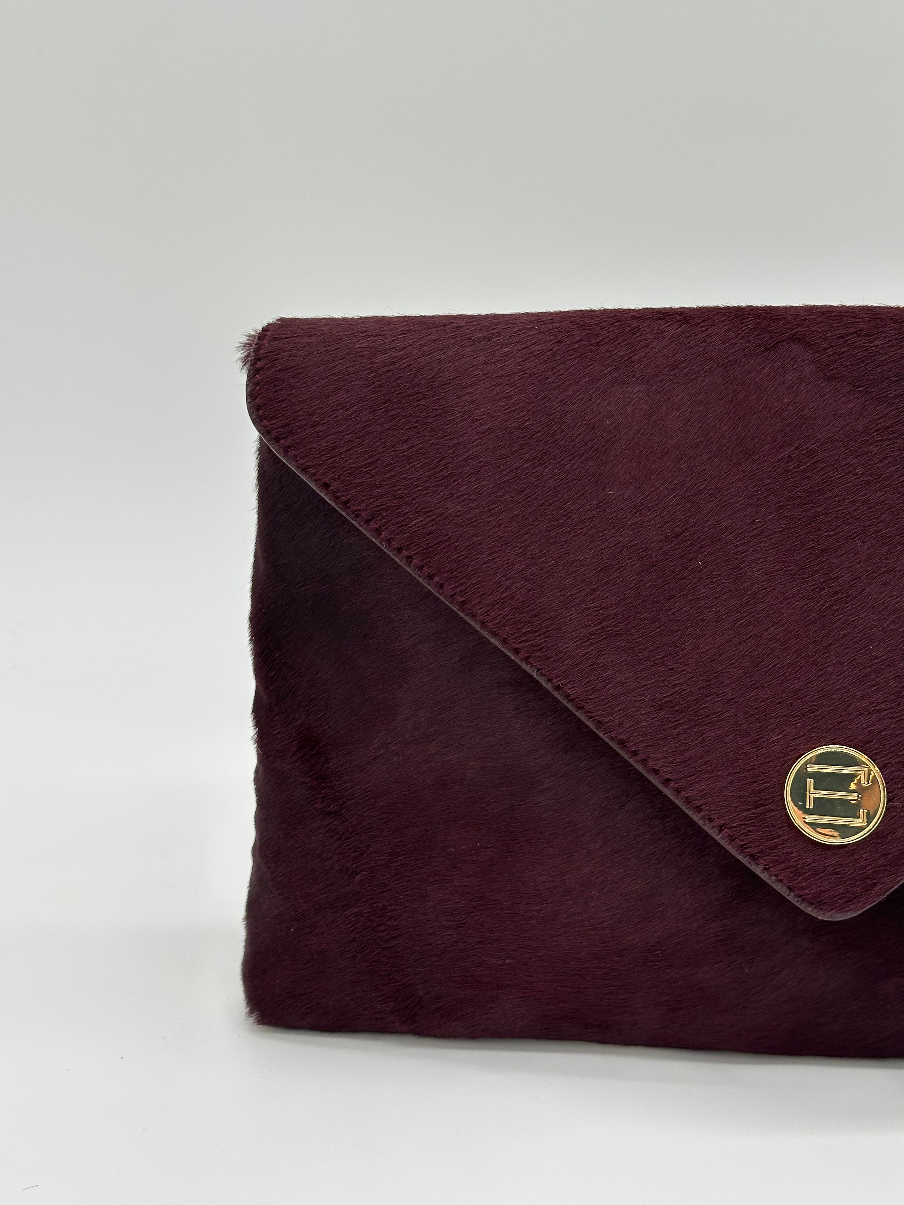 Bella Clutch- Bordeaux Haircalf