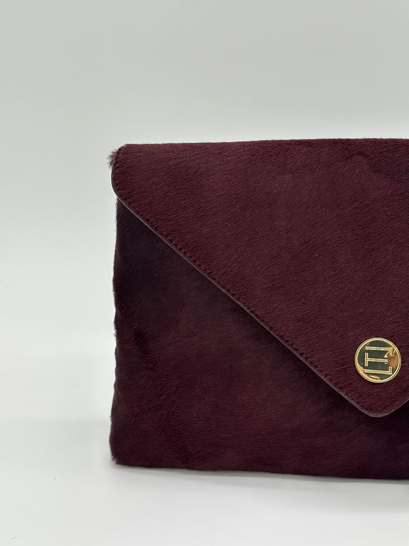 Bella Clutch- Bordeaux Haircalf