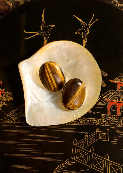 Jennifer Behr- Audra Earrings - Tigers Eye - Edit by Elaine Turner
