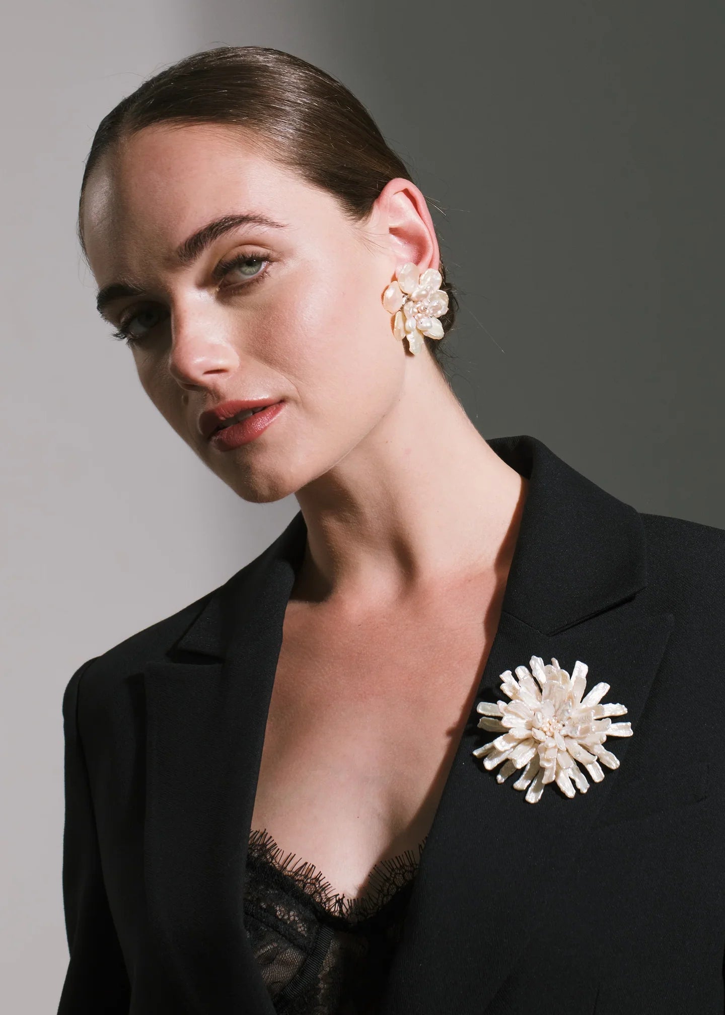 Jennifer Behr- Blythe Brooch - Pearl - Edit by Elaine Turner