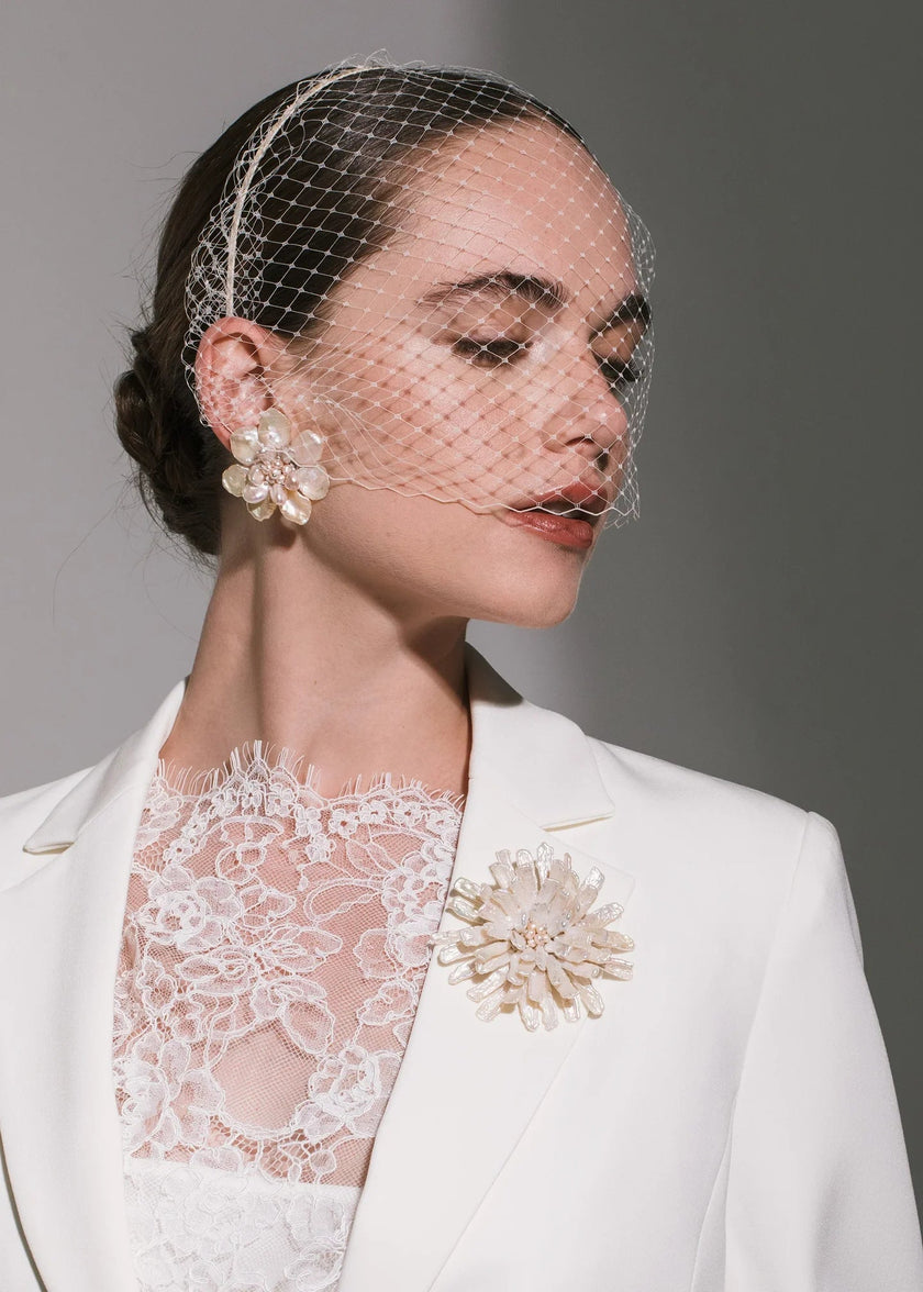 Jennifer Behr- Blythe Brooch - Pearl - Edit by Elaine Turner