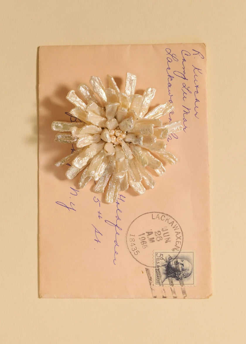 Jennifer Behr- Blythe Brooch - Pearl - Edit by Elaine Turner