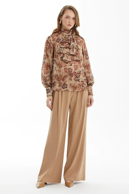 KIWE by GIZIA- Ruffled Front Blouse with Bead Detail - Original - Edit by Elaine Turner