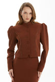 KIWE- Crystal Trim Cropped Jacket - Cognac - Edit by Elaine Turner