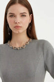 KIWE- Embellished Mini Dress - Grey - Edit by Elaine Turner