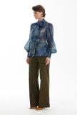 KIWE- Navy Floral Ruffle Blouse - Original - Edit by Elaine Turner