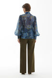 KIWE- Navy Floral Ruffle Blouse - Original - Edit by Elaine Turner