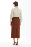 KIWE- Ruffle Front Midi Skirt - Cognac - Edit by Elaine Turner