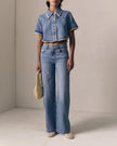 Le Jean- Crochet Trim Column Jeans- Mid Rise - Edit by Elaine Turner