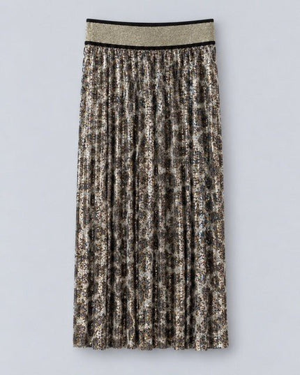 Le Superbe - Mrs Mason Leopard Pleated Skirt - Shimmer Leo - Edit by Elaine Turner