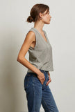 Lucy Stripe Linen Jersey V-Neck Tank - Edit by Elaine Turner