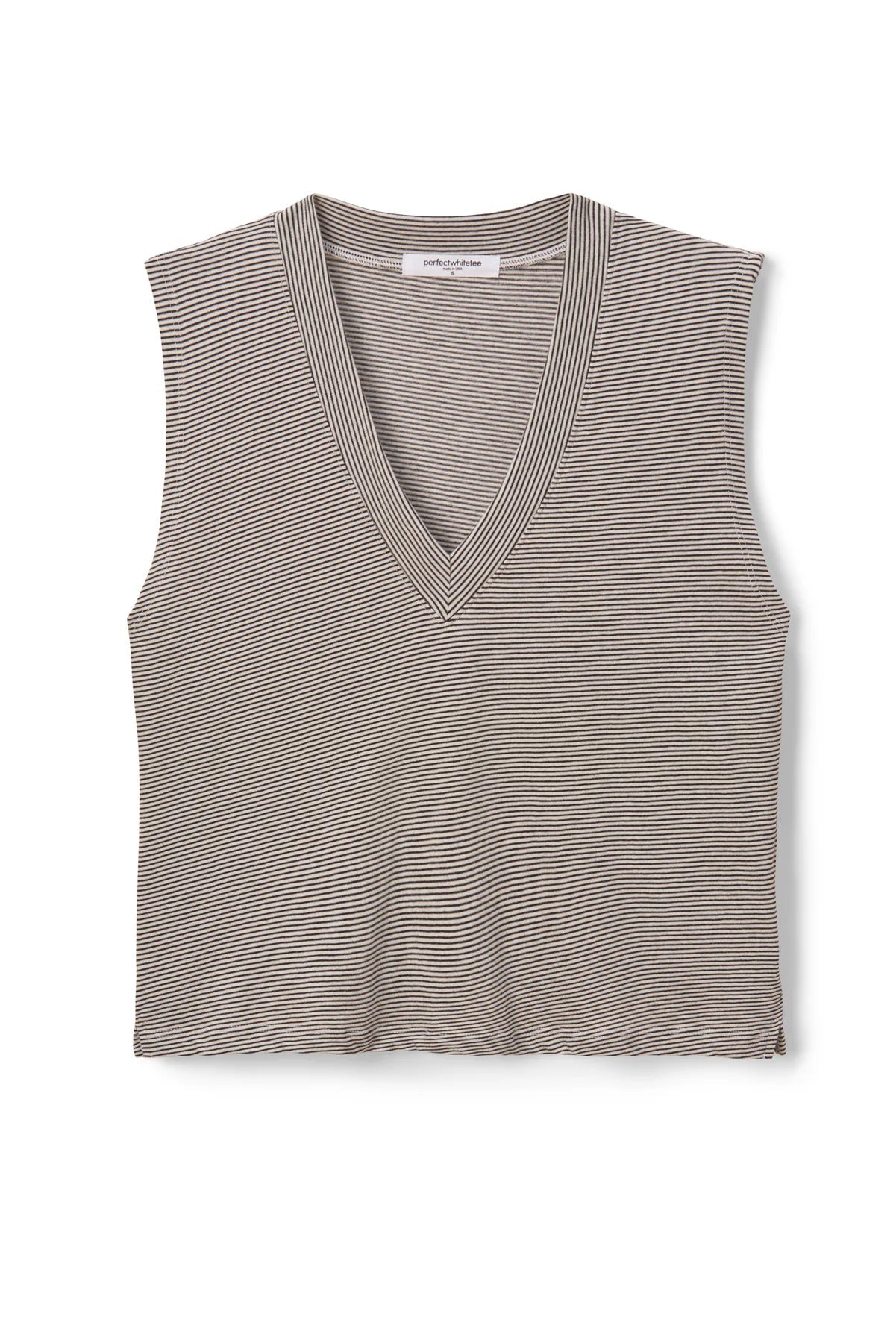 Lucy Stripe Linen Jersey V-Neck Tank - Edit by Elaine Turner