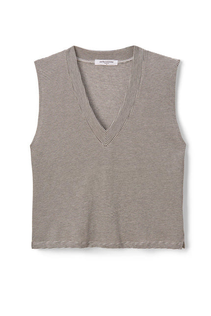 Lucy Stripe Linen Jersey V-Neck Tank - Edit by Elaine Turner