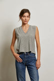 Lucy Stripe Linen Jersey V-Neck Tank - Edit by Elaine Turner