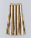 Maison Lurex- Gala Long Tricolor Pleated Skirt - Gold Shades - Edit by Elaine Turner