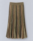 Maison Lurex- Gala Long Tricolor Pleated Skirt - Mordore/Antique Gold/Mocca - Edit by Elaine Turner