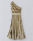 Maison Lurex- Gala One Shoulder Dress - Honey Gold - Edit by Elaine Turner