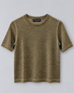 Maison Lurex- Gala Short Sleeve Round Neck Top - Antique Gold - Edit by Elaine Turner