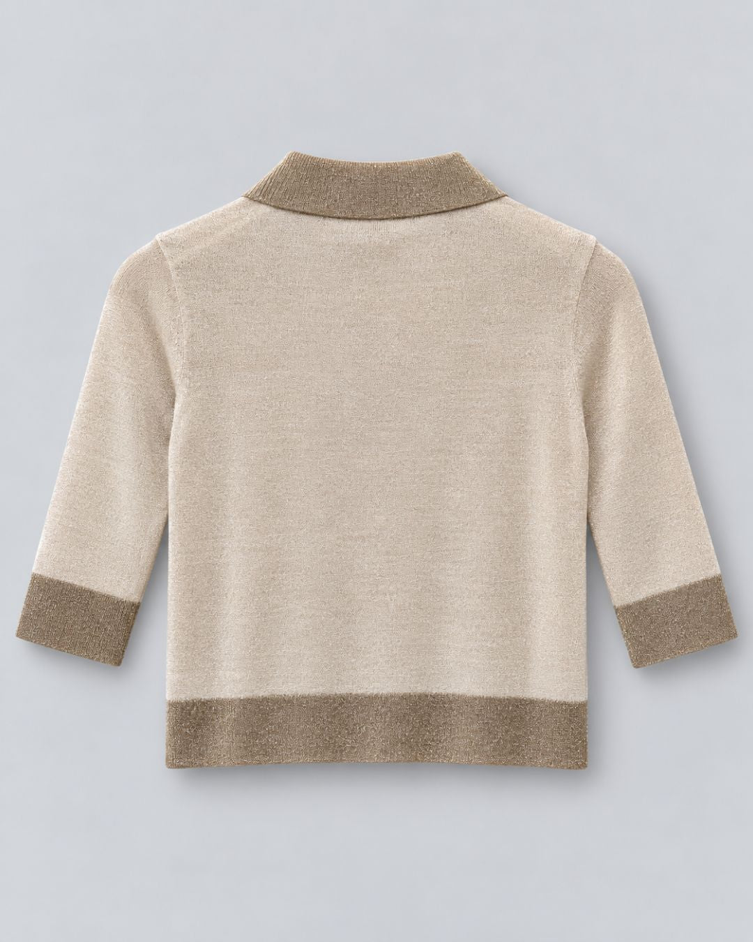 Maison Lurex - Gala Two-Tone Cropped Polo Shirt - Light Beige April Moon - Edit by Elaine Turner