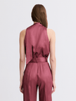Matthew Bruch- Cowl Scarf Tank Top - Merlot Satin - Edit by Elaine Turner