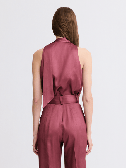 Matthew Bruch- Cowl Scarf Tank Top - Merlot Satin - Edit by Elaine Turner