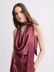 Matthew Bruch- Cowl Scarf Tank Top - Merlot Satin - Edit by Elaine Turner