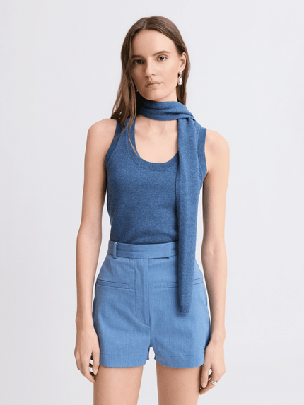 Matthew Bruch- Scarf Tank Top - Denim Blue Knit - Edit by Elaine Turner