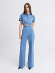 Matthew Bruch- Side Slit Bell Bottom Trouser - Slate Blue - Edit by Elaine Turner