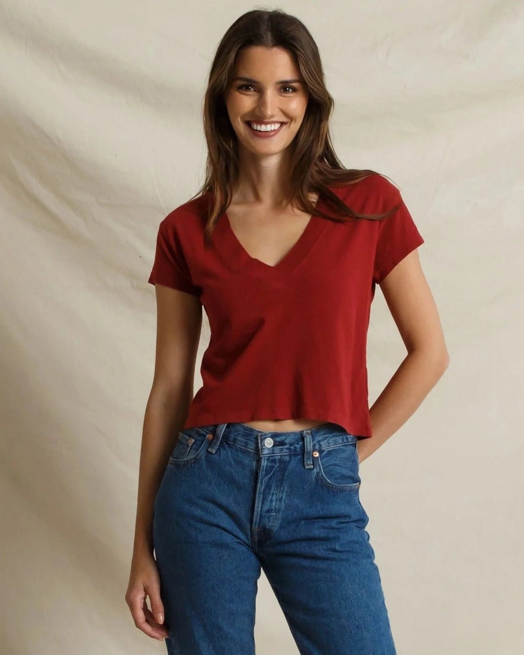 Perfect White Tee- Alanis - Ruby Red - Edit by Elaine Turner