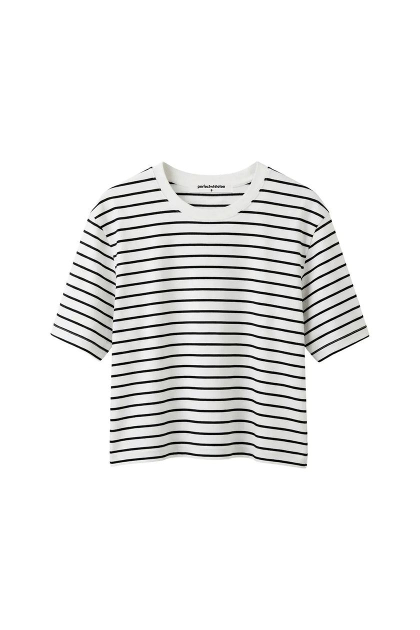 Perfect White Tee- Atlas- Navy Stripe - Edit by Elaine Turner