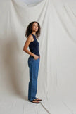 Perfect White Tee- Daphne Heavy Rib High Neck Tank- Navy - Edit by Elaine Turner
